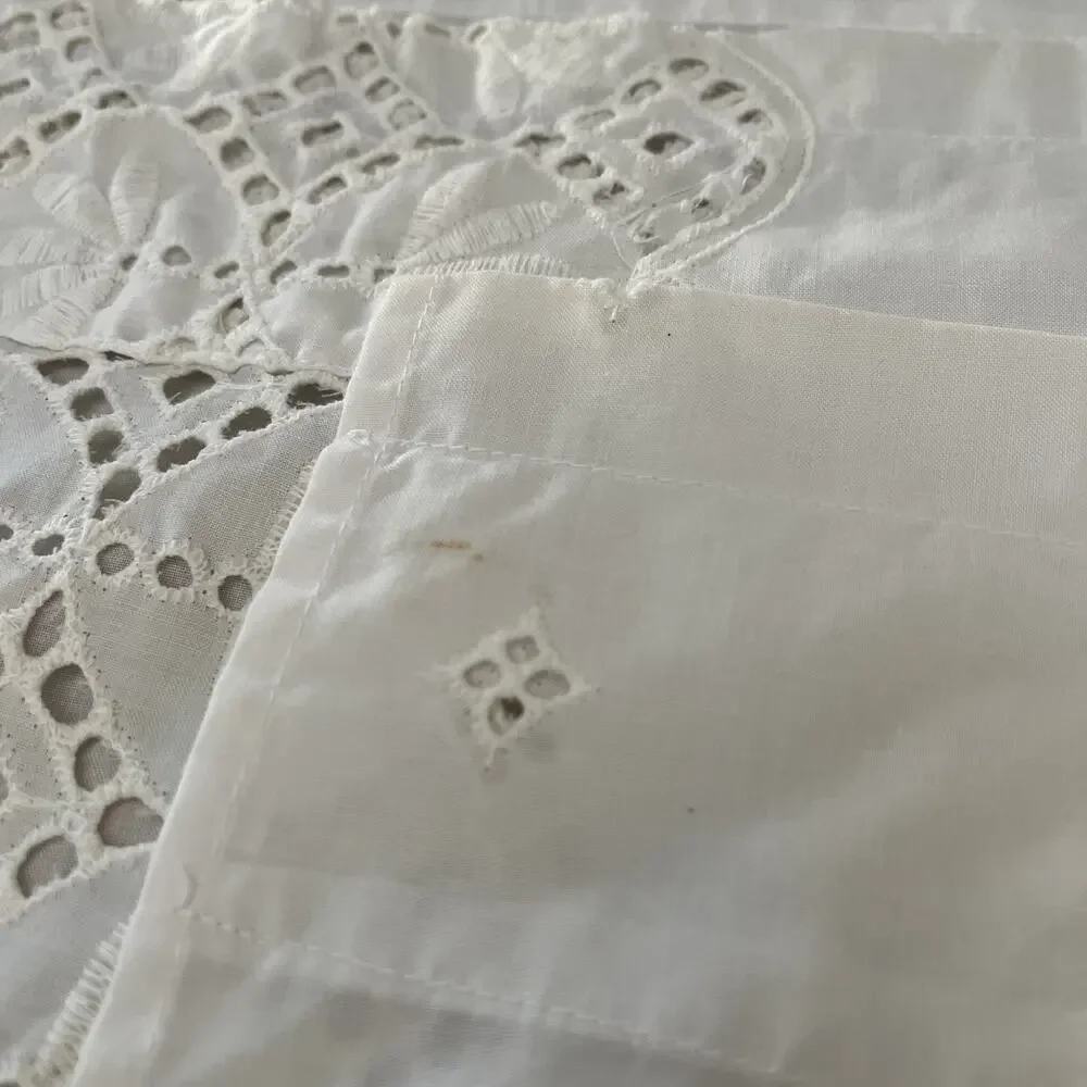 Vintage 3 Curtain Panels Sheer Lace Off White 32